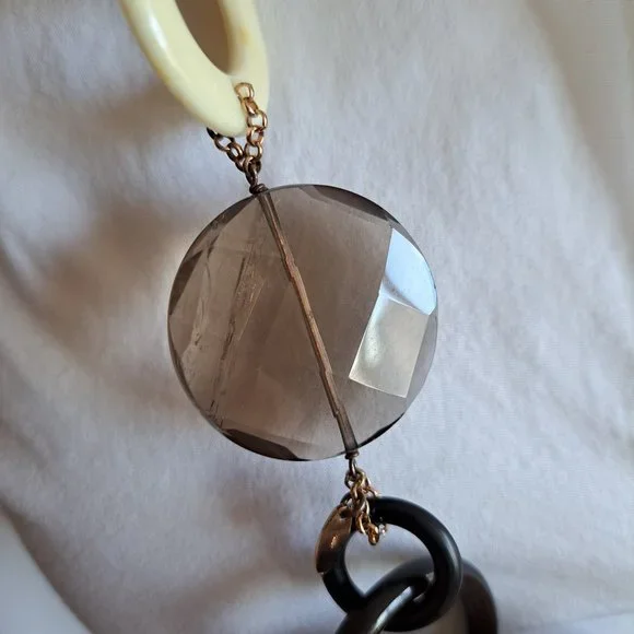 AMLE Italian Python Snakeskin Long Chain Horn Necklace - Picture 16 of 16